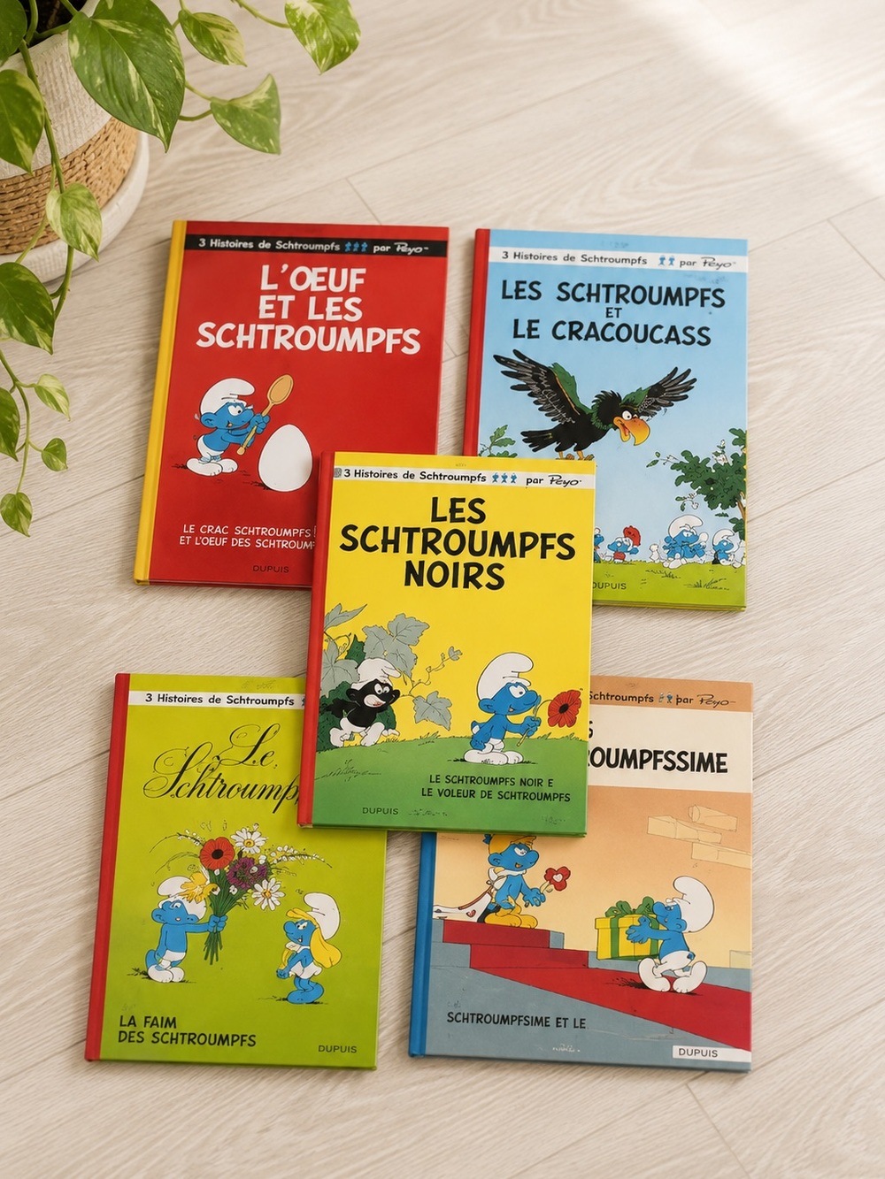 Les Schtroumpfs French Hardcover Comic Book Bundle Vol 1-5 Smurfs Vintage Set‎